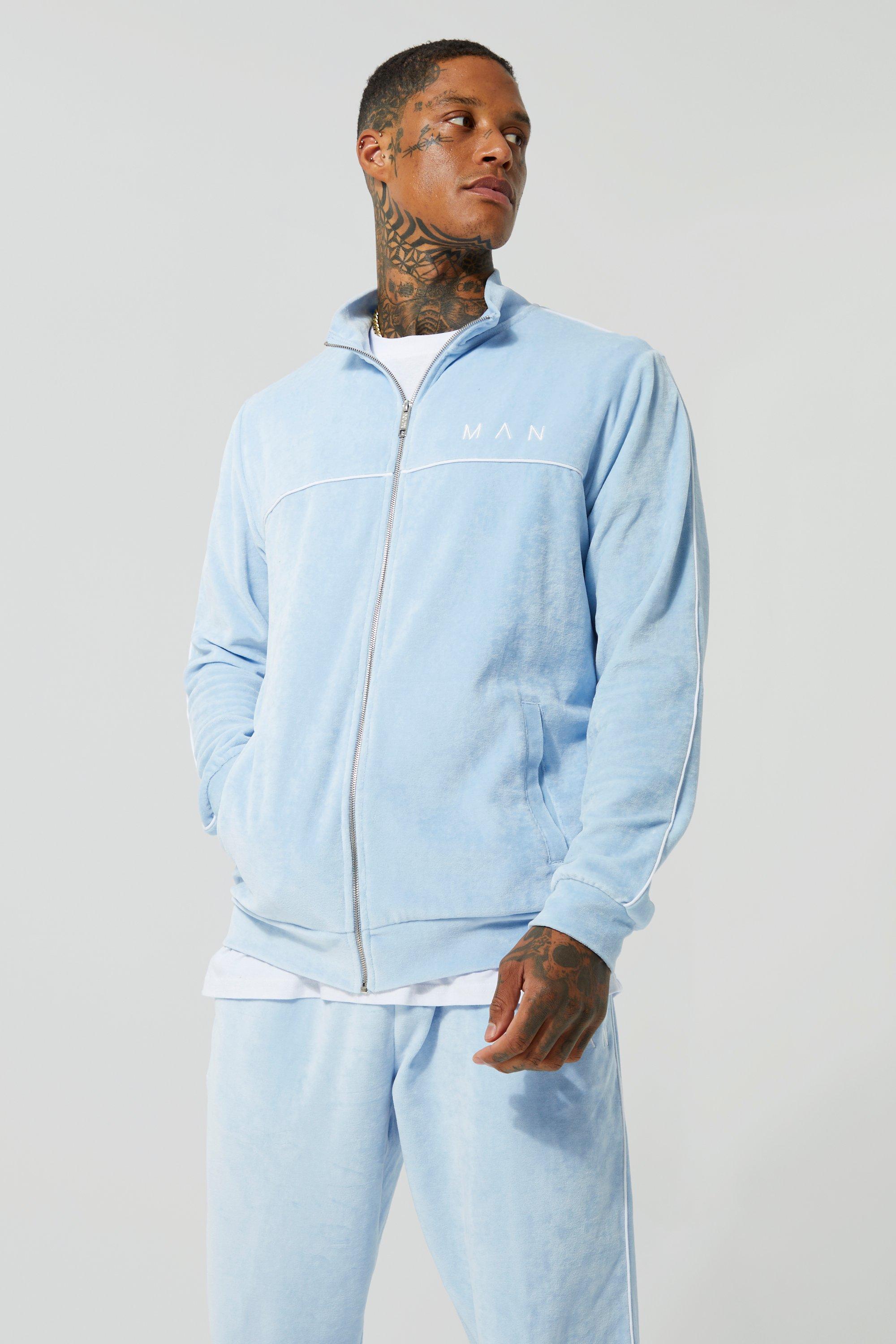 Heavyweight Velour Piping Funnel Neck Tracksuit